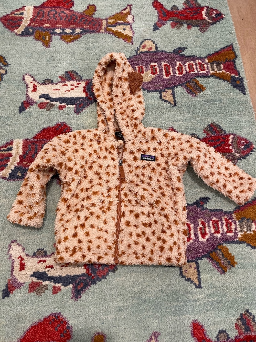 Patagonia Baby Furry Friends Hoody Fleece 6-12m Sherpa Hooded with Ears